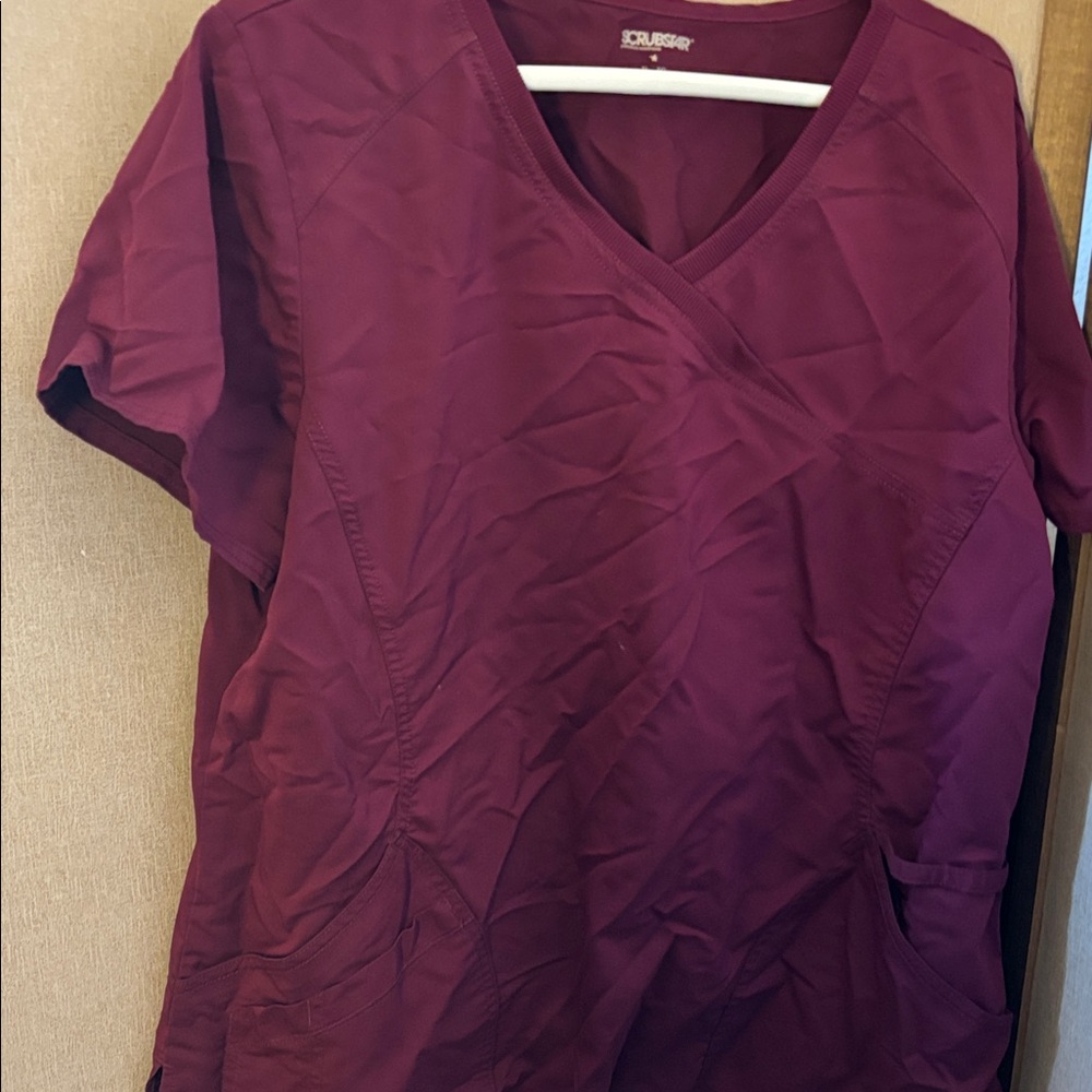 Scrub Star Women's Deep wine scrub top xl